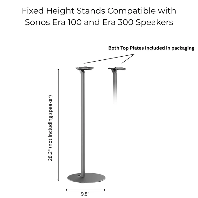 Alt view image 2 of 6 - Fixed Height Floor Stands Compatible with Sonos Era 100, Era 100 SL, Era 300 Speakers - Surround Sound Speaker Stands with Cable Management, Sleek and Secure, 28.2" w/o Speaker, 2 Pack