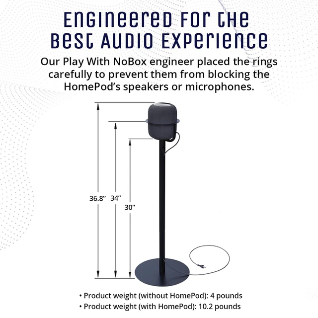 Alt view image 2 of 7 - Speaker Stand for Apple HomePod & HomePod 2, 37-Inch Floor Stand with Built-in Cable Management, Powder-Coated Steel, Sleek Modern Design, Secure Precision-Fit Ring