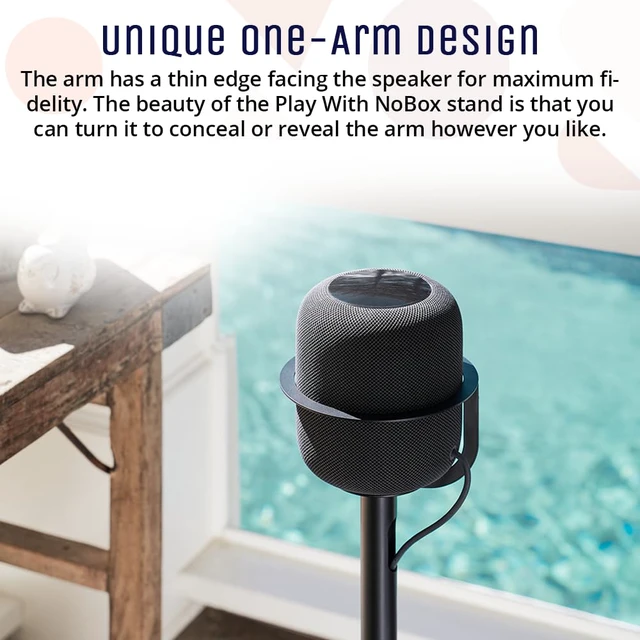 Alt view image 4 of 7 - Speaker Stand for Apple HomePod & HomePod 2, 37-Inch Floor Stand with Built-in Cable Management, Powder-Coated Steel, Sleek Modern Design, Secure Precision-Fit Ring