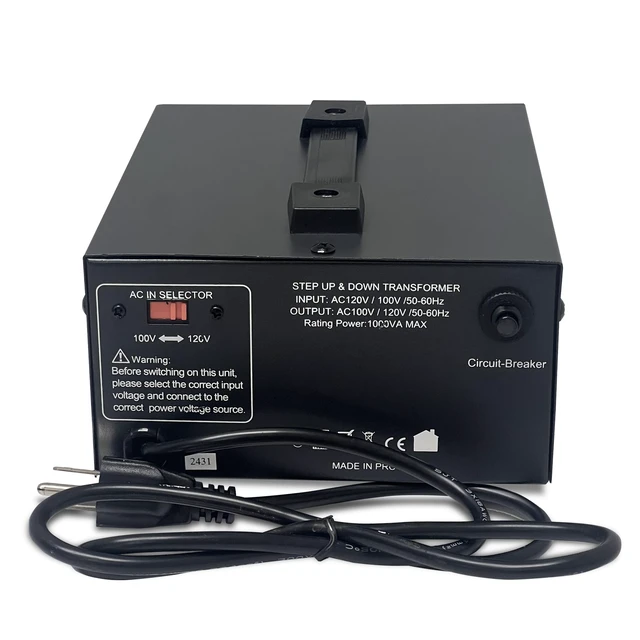 Alt view image 3 of 7 - 1000W Step-Up/Step-Down Transformer with Dual Sockets - Premium Copper Coil, Noise Reduction, and Circuit Breaker Protection (JP-1000)