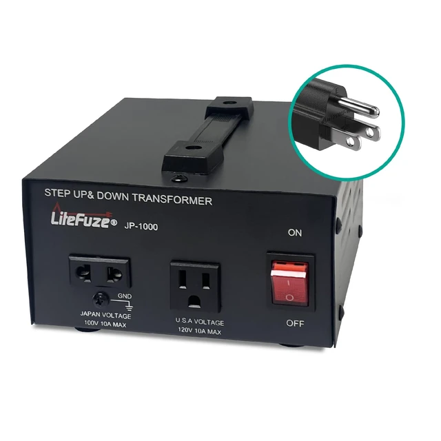Alt view image 2 of 7 - 1000W Step-Up/Step-Down Transformer with Dual Sockets - Premium Copper Coil, Noise Reduction, and Circuit Breaker Protection (JP-1000)