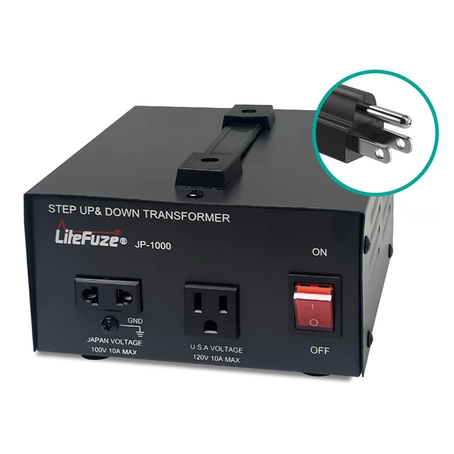 Alt view image 4 of 7 - 1000W Step-Up/Step-Down Transformer with Dual Sockets - Premium Copper Coil, Noise Reduction, and Circuit Breaker Protection (JP-1000)