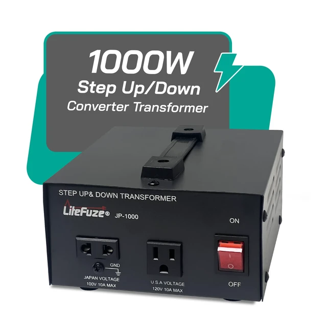 Alt view image 7 of 7 - 1000W Step-Up/Step-Down Transformer with Dual Sockets - Premium Copper Coil, Noise Reduction, and Circuit Breaker Protection (JP-1000)