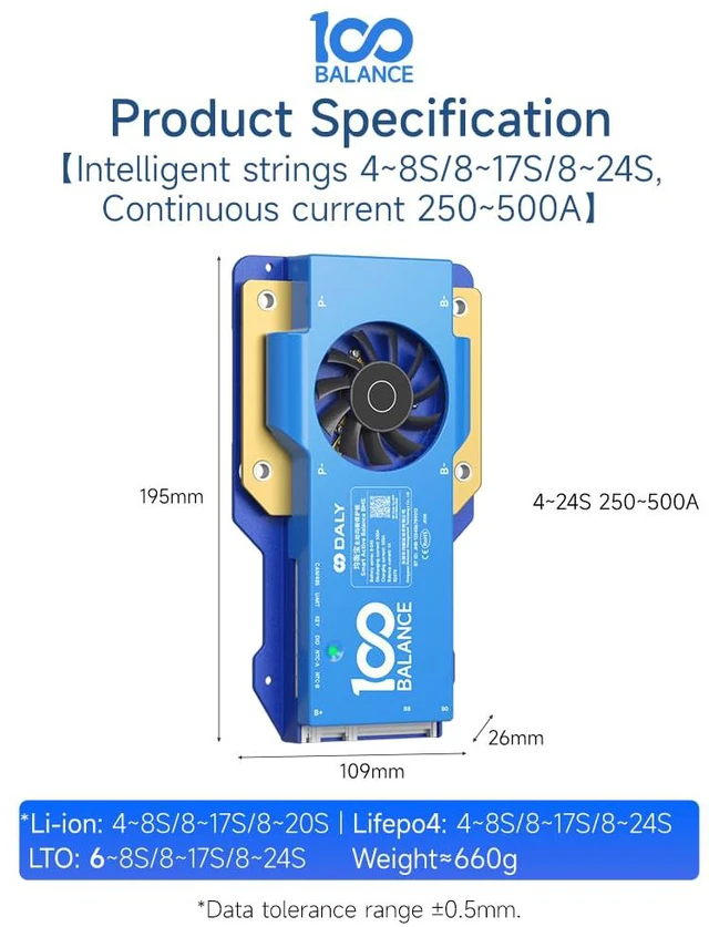 Alt view image 3 of 7 - DALY BMS 200A 4S - 8S Built in Bluetooth 1A Active Cell Balancing RS485 CAN for 12V - 24V LiFePO4/Li - ion/LTO Battery Packs Perfect for RV, Portable Power Station, Trolling Motor