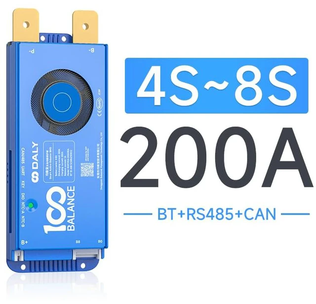 Alt view image 2 of 7 - DALY BMS 200A 4S - 8S Built in Bluetooth 1A Active Cell Balancing RS485 CAN for 12V - 24V LiFePO4/Li - ion/LTO Battery Packs Perfect for RV, Portable Power Station, Trolling Motor