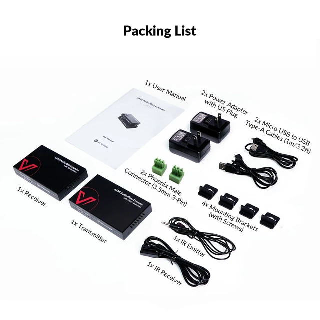 Alt view image 6 of 7 - AV Access eARC Audio Extender 330ft, Send Dolby Atmos from TV to Receiver Over Cat5e/6, ARC Compatible, IR/CEC Control, Home Theater Audio Solution(eARC100)