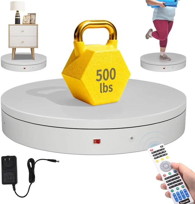 Main image of Remote-Controlled Motorized Electric Turntable,Heavy Duty Rotating Display Stand,Speed-Adjustable Rotating Platform,Multi-Mode Photography Turntable for 3D Scan,Photography(19.7in/White)