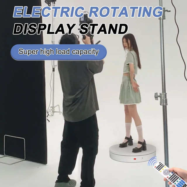 Alt view image 7 of 7 - Remote-Controlled Motorized Electric Turntable,Heavy Duty Rotating Display Stand,Speed-Adjustable Rotating Platform,Multi-Mode Photography Turntable for 3D Scan,Photography(19.7in/White)