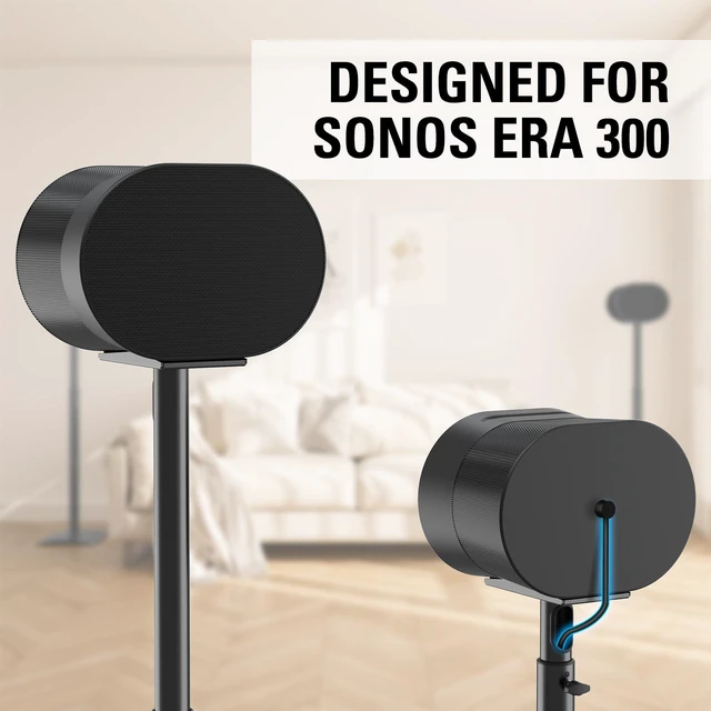 Alt view image 2 of 7 - Speaker Stands for Sonos Era 300, Height Adjustable Up to 42.4'', Set of 2 Surround Sound Speaker Stand with Cable Management for Sonos Era 300 Wireless Speaker,13.2 LBS Loading MD5416
