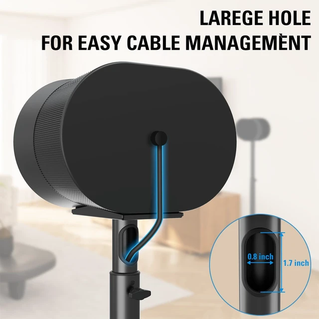 Alt view image 3 of 7 - Speaker Stands for Sonos Era 300, Height Adjustable Up to 42.4'', Set of 2 Surround Sound Speaker Stand with Cable Management for Sonos Era 300 Wireless Speaker,13.2 LBS Loading MD5416