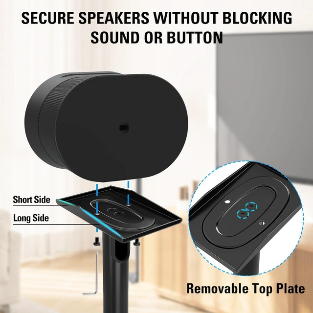 Alt view image 4 of 7 - Speaker Stands for Sonos Era 300, Height Adjustable Up to 42.4'', Set of 2 Surround Sound Speaker Stand with Cable Management for Sonos Era 300 Wireless Speaker,13.2 LBS Loading MD5416
