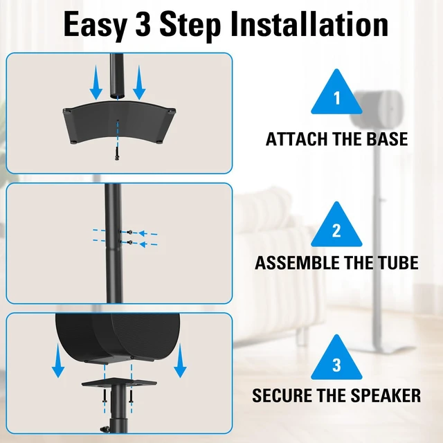 Alt view image 7 of 7 - Speaker Stands for Sonos Era 300, Height Adjustable Up to 42.4'', Set of 2 Surround Sound Speaker Stand with Cable Management for Sonos Era 300 Wireless Speaker,13.2 LBS Loading MD5416