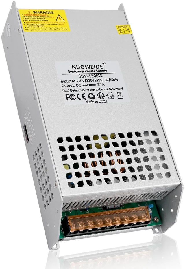 Main image of DC 60V 20A 1200W Power Supply 110V AC to DC 60V Converter 1200W Switch Power Supply Transformer for 60Volt Drive Sensor System Lamp Meter Controller Servo Electric Motor