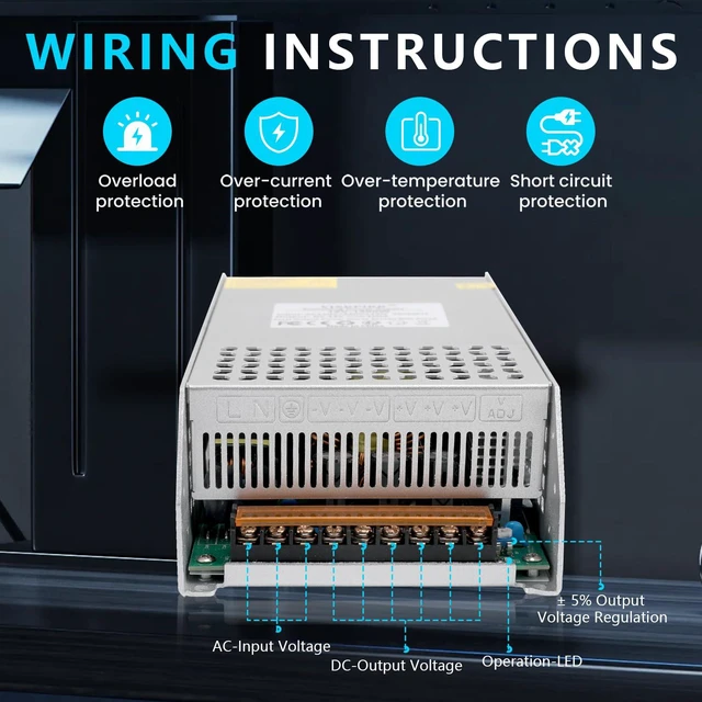 Alt view image 3 of 7 - DC 60V 20A 1200W Power Supply 110V AC to DC 60V Converter 1200W Switch Power Supply Transformer for 60Volt Drive Sensor System Lamp Meter Controller Servo Electric Motor