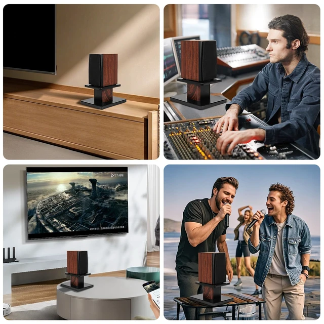 Alt view image 7 of 7 - Pair-6 Inch (15CM)-Wood Speaker Stands, 110lbs Weight Capacity for Home-Cinema HiFi Desktop and Satellite Speakers Monitor Stands, Enhanced Audio Listening Experience for Home Theaters