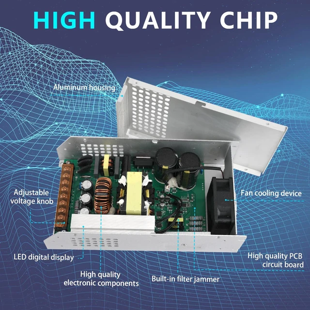 Alt view image 5 of 7 - DC 60V 20A 1200W Power Supply 110V AC to DC 60V Converter 1200W Switch Power Supply Transformer for 60Volt Drive Sensor System Lamp Meter Controller Servo Electric Motor