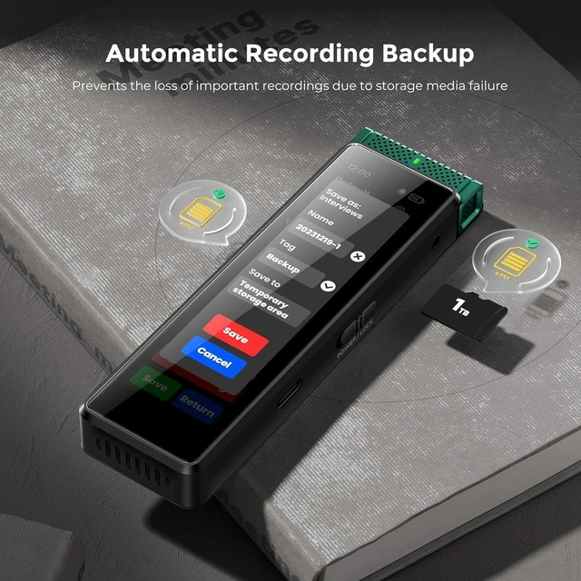 Alt view image 3 of 7 - 8GB Digital Voice Recorder with Playback, Innioasis R1 Full Touchscreen Voice Recorder with Bluetooth, Voice Activated Sound Audio Recorder Device with Mic Green