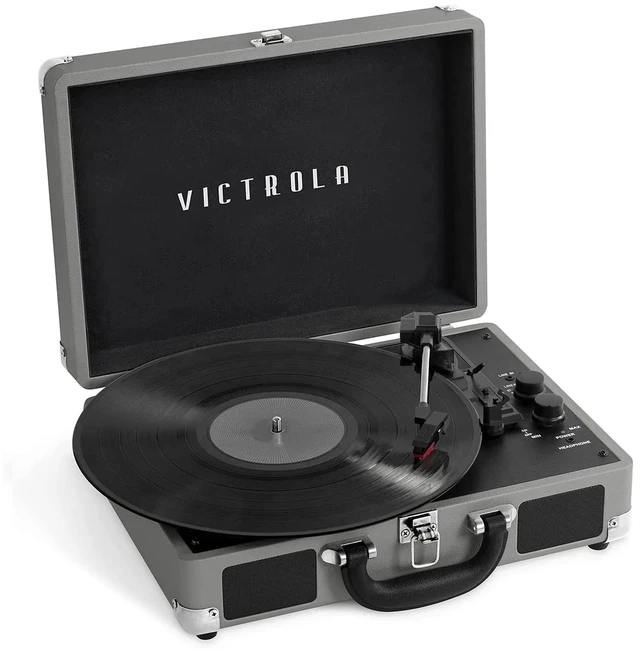 Main image of Journey Bluetooth Portable Suitcase Record Player with Built-in Speakers, 3 Speed Vinyl Record Player, RCA Out, Headphone Jack (NWG)