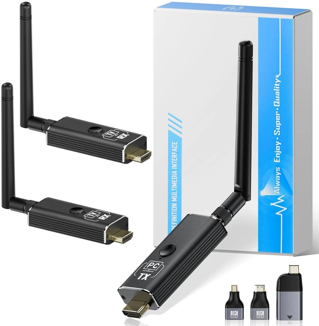 Main image of Wireless HDMI Transmitter and Receiver Kit, 1 Transmitter + 2 Receivers 4K Input to 1080P HD Output for Video and Audio, 492FT Long-Lasting Portable Plug & Play for PC/Projector/TV Box/Laptop