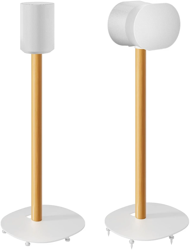 Main image of Speaker Stands Pair for SONOS Era 100 and Era 300,11LBS Capacity,30.6" Fixed Height Floor Stand with Cable Management,Large Base with Two Feet Avaliable,Wooden Speaker Mount,White