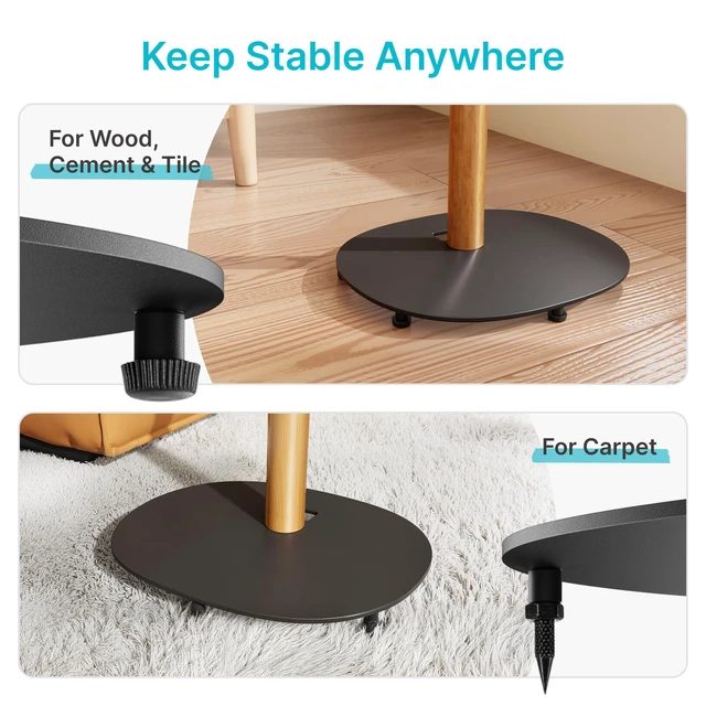 Alt view image 6 of 7 - Speaker Stands Pair for SONOS Era 100 and Era 300,11LBS Capacity,30.6" Fixed Height Floor Stand with Cable Management,Large Base with Two Feet Avaliable,Wooden Speaker Mount,Black