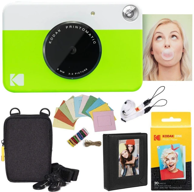 Main image of Printomatic Instant Camera Bundle (Green) Zink Paper (20 Sheets) - Case - Photo Album - Hanging Frames