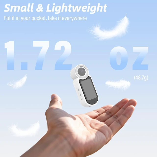 Alt view image 3 of 7 - 2.7K 64G Thumb Action Camera Mini Body Camera with Magnetic Lanyard for Hands-Free POV Vlogging Outdoor Sports Recording Video Camera for Cycling, Traveling, Running (White)
