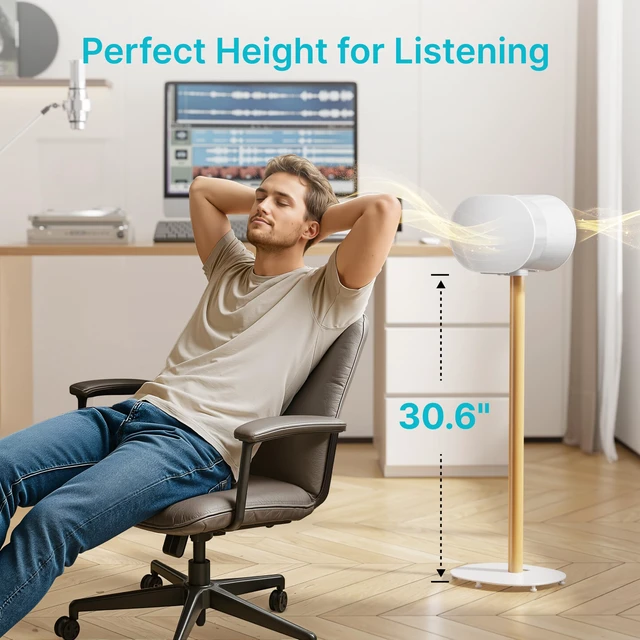 Alt view image 5 of 7 - Speaker Stands Pair for SONOS Era 100 and Era 300,11LBS Capacity,30.6" Fixed Height Floor Stand with Cable Management,Large Base with Two Feet Avaliable,Wooden Speaker Mount,White