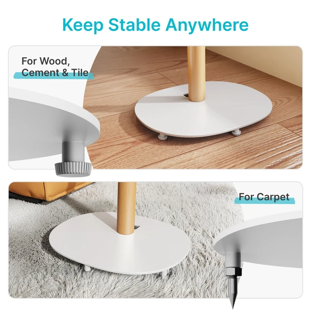 Alt view image 6 of 7 - Speaker Stands Pair for SONOS Era 100 and Era 300,11LBS Capacity,30.6" Fixed Height Floor Stand with Cable Management,Large Base with Two Feet Avaliable,Wooden Speaker Mount,White
