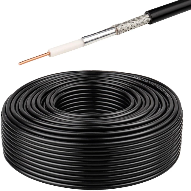 Main image of RG58 Coaxial Cable - 50 Ohm Shielded Cable for RF Communication, Ham Radio, and Antenna Applications 200FT