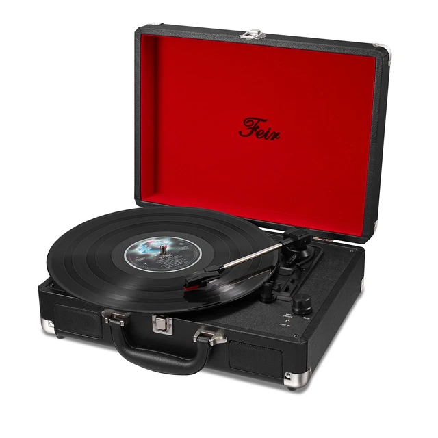 Main image of Vinyl Record Player with Speakers 3 Speed Portable Turntable Suitcase Built in 2 Speakers RCA Line Out AUX Headphone Jack -Black