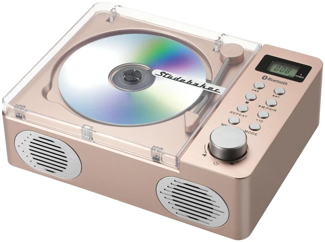 Main image of SB3720 Portable Stereo Bluetooth CD Player with MP3 Playback, FM Radio, USB, and Built-in Rechargeable Battery (Rose Gold)