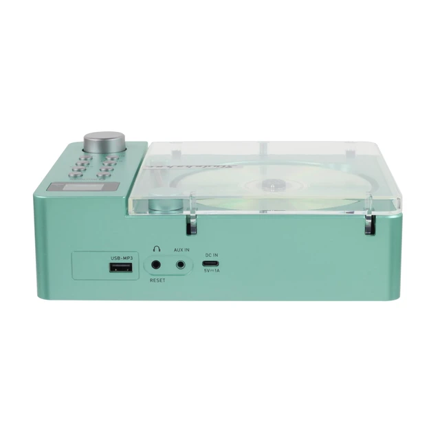 Alt view image 3 of 7 - SB3720 Portable Stereo Bluetooth CD Player with MP3 Playback, FM Radio, USB, and Built-in Rechargeable Battery (Teal)