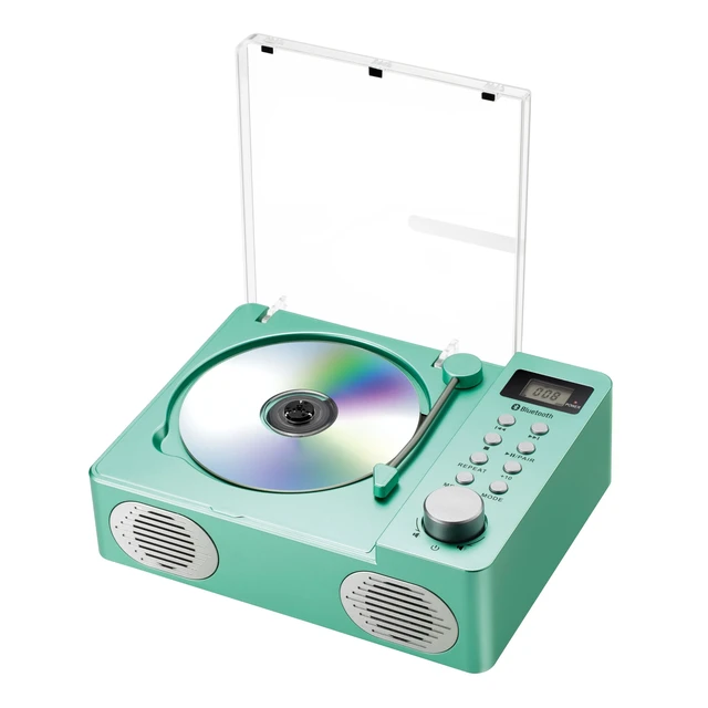 Alt view image 2 of 7 - SB3720 Portable Stereo Bluetooth CD Player with MP3 Playback, FM Radio, USB, and Built-in Rechargeable Battery (Teal)