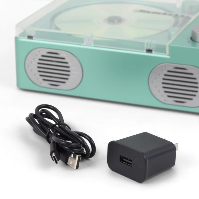 Alt view image 4 of 7 - SB3720 Portable Stereo Bluetooth CD Player with MP3 Playback, FM Radio, USB, and Built-in Rechargeable Battery (Teal)