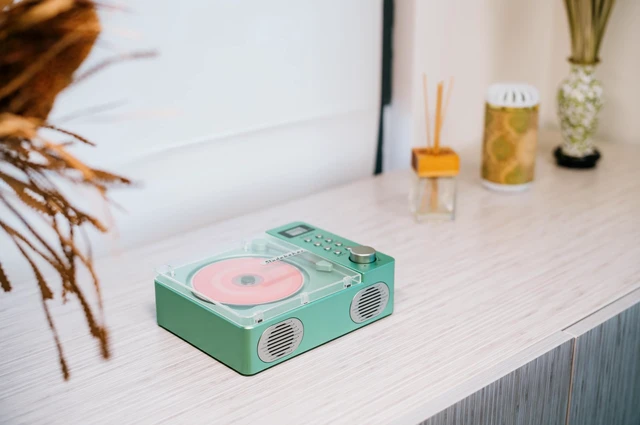 Alt view image 6 of 7 - SB3720 Portable Stereo Bluetooth CD Player with MP3 Playback, FM Radio, USB, and Built-in Rechargeable Battery (Teal)