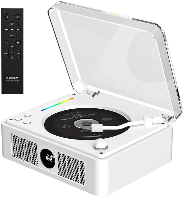 Main image of Retro Wooden CD Player for Home, Bluetooth Portable CD Player with Dual HiFi Speakers, 2600mAh Rechargeable CD Player for Home with Remote Control,Support SPDIF, USB/AUX,Headphone Jack,Optical Brown