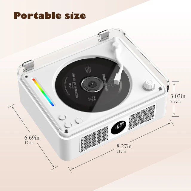 Alt view image 2 of 7 - Retro Wooden CD Player for Home, Bluetooth Portable CD Player with Dual HiFi Speakers, 2600mAh Rechargeable CD Player for Home with Remote Control,Support SPDIF, USB/AUX,Headphone Jack,Optical Brown