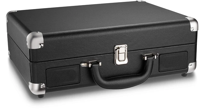 Alt view image 7 of 7 - Vinyl Record Player with Speakers 3 Speed Portable Turntable Suitcase Built in 2 Speakers RCA Line Out AUX Headphone Jack -Black