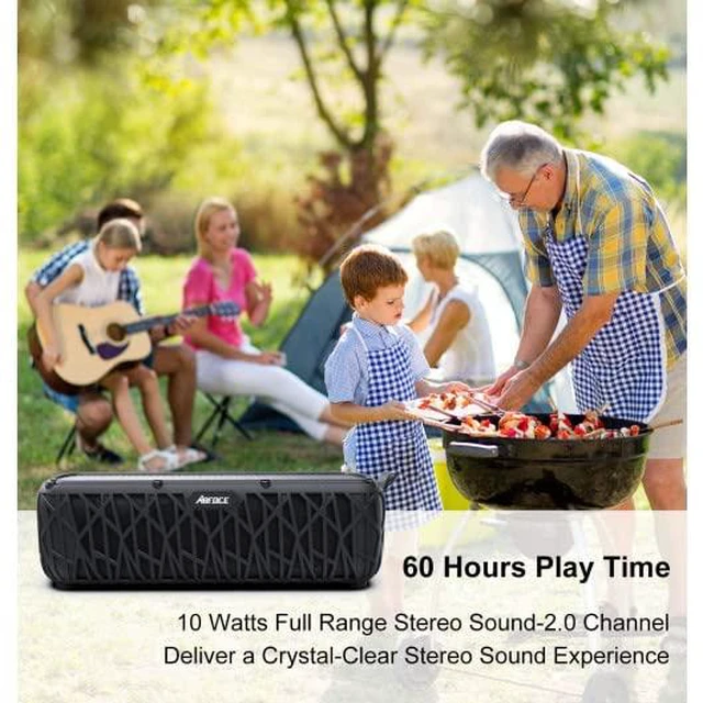Alt view image 2 of 7 - Solar Bluetooth Speaker 60 Hours Play Time 5000mAh Power Bank Outdoor Portable Wireless Dual Speaker with Mic Stereo Sound Bass, for Home, Hiking, Travel, Riding, Beach, Camping-Black