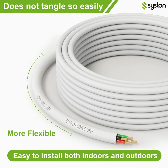 Alt view image 4 of 6 - SYSTON 16/2 Speaker Audio Cable Wire Bulk, 16AWG 2C Strand OFC - Oxygen Free Copper Conductors, CMR Riser-Rated Indoor/Outdoor UV Resistant RoHS Compliant for Home Theater Car Speakers, White 500 FT