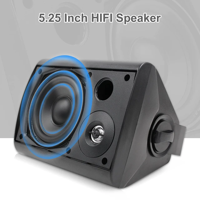 Alt view image 2 of 7 - 5.25 Inches Passive Outdoor Speakers Wired Waterproof, 300 Watts Wall Mount Speakers All Weather for Patio Indoor Deck Countryard (1 Pair, Black)