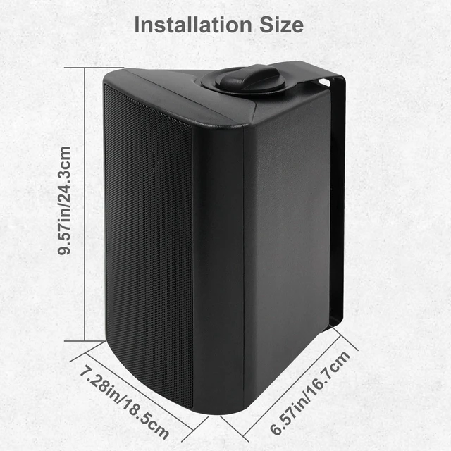 Alt view image 5 of 7 - 5.25 Inches Passive Outdoor Speakers Wired Waterproof, 300 Watts Wall Mount Speakers All Weather for Patio Indoor Deck Countryard (1 Pair, Black)