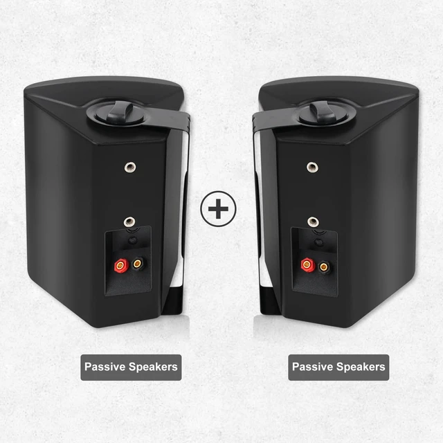 Alt view image 4 of 7 - 5.25 Inches Passive Outdoor Speakers Wired Waterproof, 300 Watts Wall Mount Speakers All Weather for Patio Indoor Deck Countryard (1 Pair, Black)