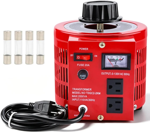Main image of 2000VA Variable Transformer Voltage Regulator Transformer Converter Auto Variable,20Amp Variable Transformer,110V Input 0-130V Output AC Voltage Regulator,4 Extra Fuses