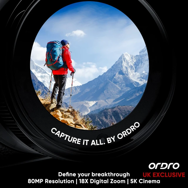 Alt view image 2 of 7 - 5K Digital Cameras for Photography -Auto Focus 80MP Video Cameras for YouTube, 18X Zoom Travel Camera with 180° Flip Screen, 2 Batteries, Lens Hood & 32GB Card