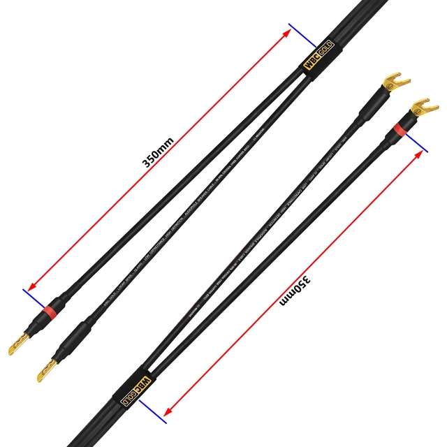 Alt view image 4 of 6 - 30 Foot WBC-GOLD-LOCAP-SPKR-10 AWG - Low-Capacitance - Low-Inductance - High Purity OFC - Audiophile HiFi Speaker Cable Pair with Eminence Gold Banana (x2) & Spade (x2) Plugs