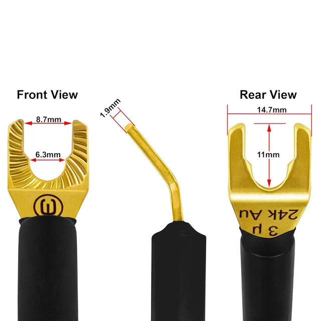Alt view image 6 of 6 - 30 Foot WBC-GOLD-LOCAP-SPKR-10 AWG - Low-Capacitance - Low-Inductance - High Purity OFC - Audiophile HiFi Speaker Cable Pair with Eminence Gold Banana (x2) & Spade (x2) Plugs