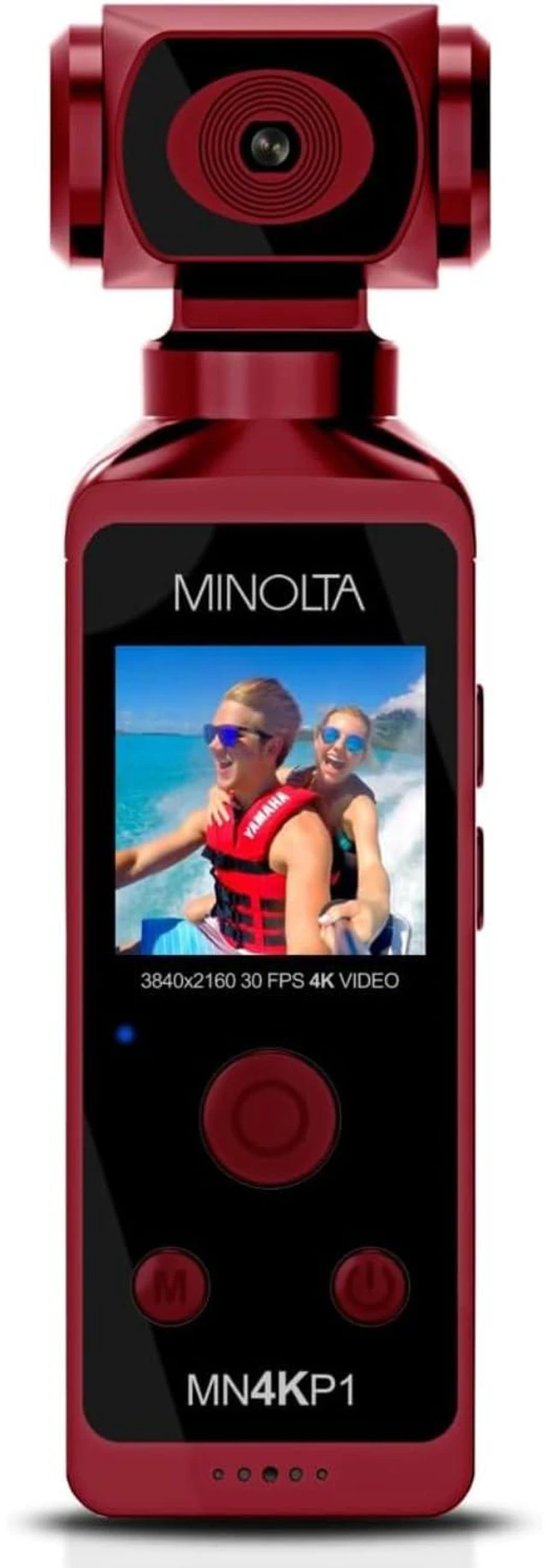 Main image of 4K Ultra HD Pocket Camcorder WiFi Enabled Action Camera with 16MP Photos, 170° Wide Angle Lens, 270° Rotating Head, Slow Motion, 1.3-inch Display - 16GB Card & Waterproof Case (Red)