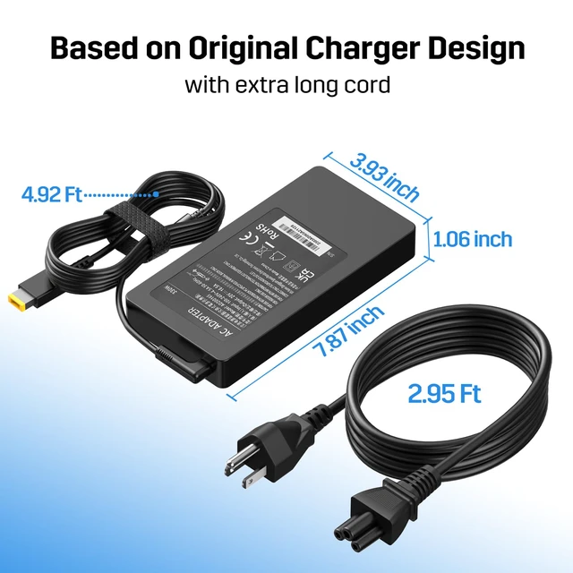 Alt view image 3 of 4 - 330W GaN AC Adapter Replacement for Lenovo Legion pro 9 7 7i 5i 5 16IRX8 RTX 4070 4080 4090 Gaming Laptop Charger Supply Cord